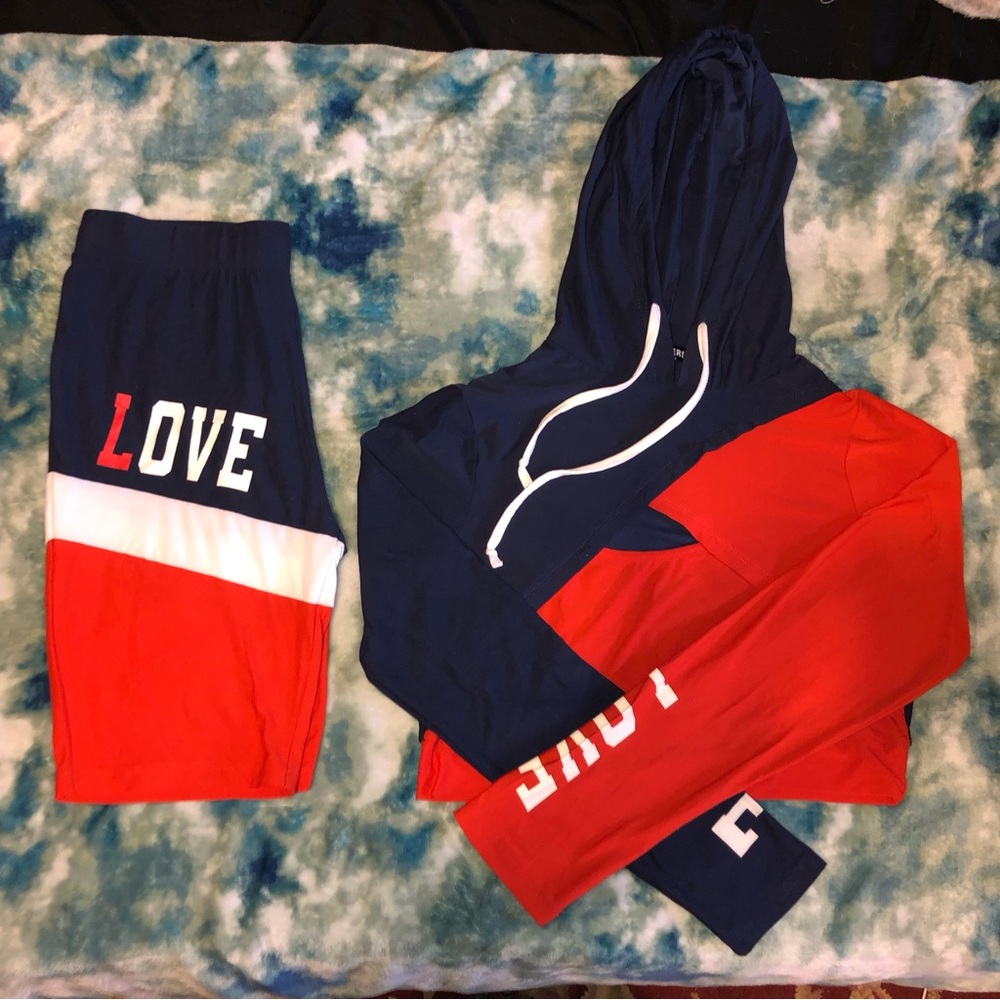 Cute Biker short and Hoodie set